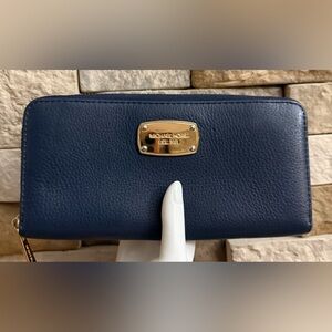 Michael Kors Dark Blue zip around large wallet
